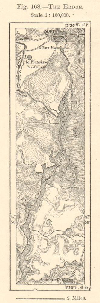 Nort-sur-Erdre - Sucé - Carquefou. Loire-Atlantique. Sketch map. SMALL 1885